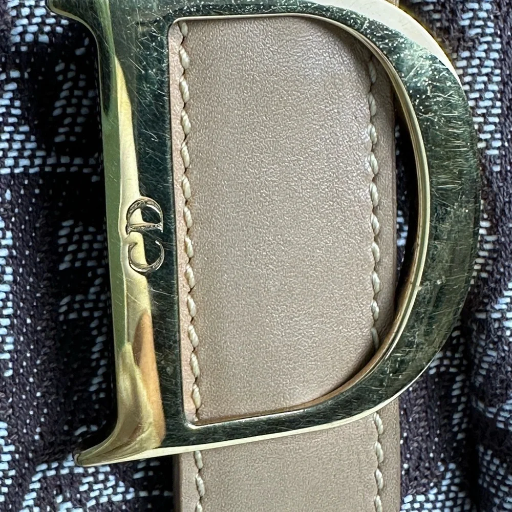💯Authentic  Christian Dior Double Saddle Diorissimo Canvas & Beige Leather🍀